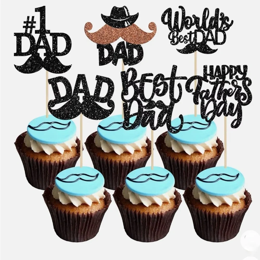 Father's Day Cupcake Toppers (24 pieces) - Black